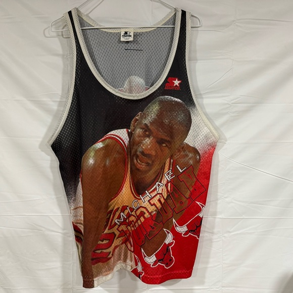 Vintage Starter Hot Michael Jordan Jersey Size Large 90s Used Chicago Bulls - Picture 1 of 12